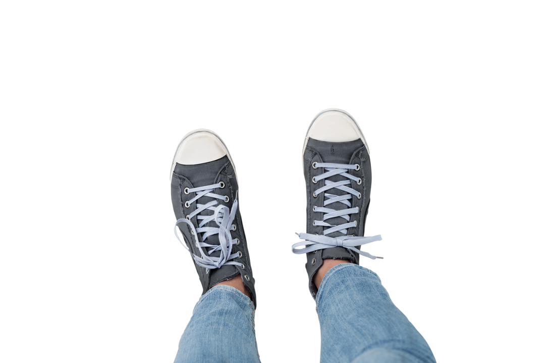 Grey Trainers on Blue Jeans Transparent Background Lifestyle Vector - Download Free Stock Images Pikwizard.com