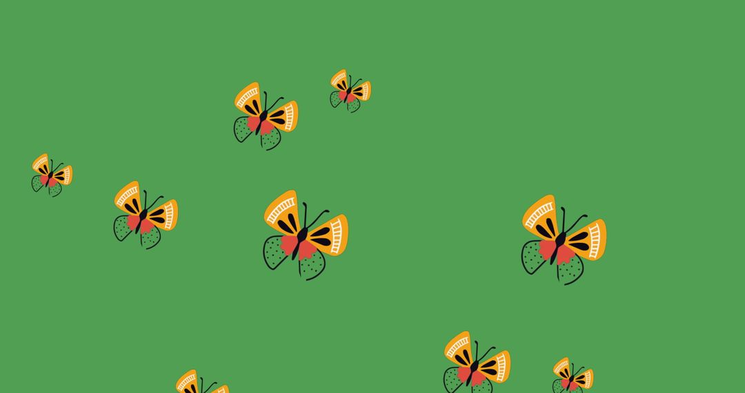 Whimsical Butterfly Pattern on Vibrant Green Background