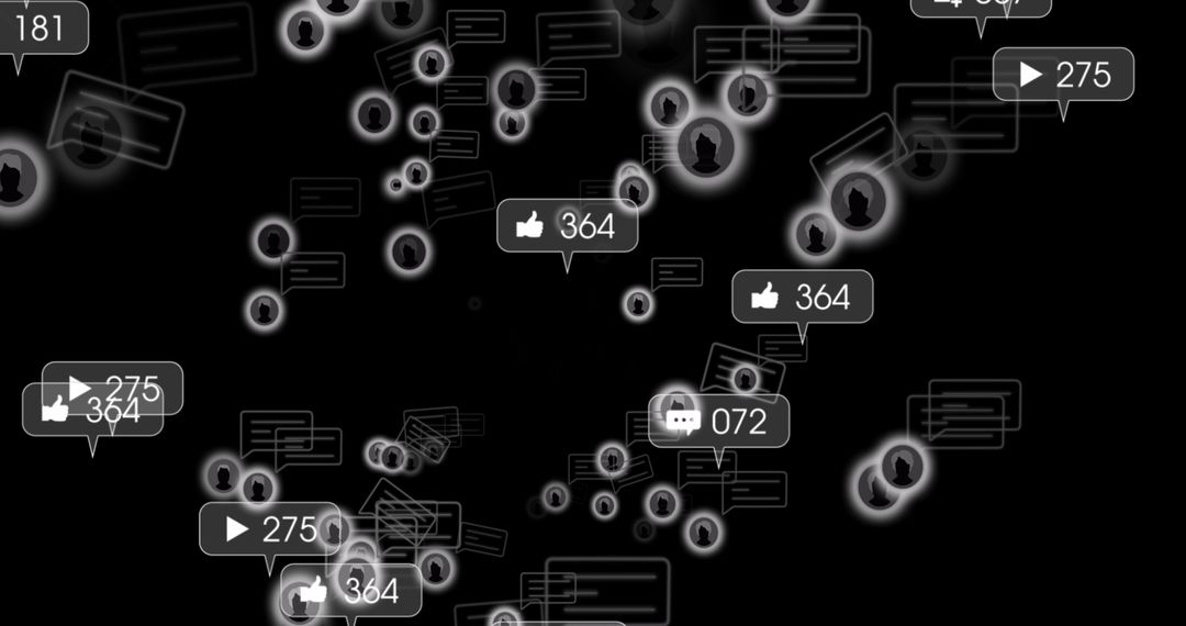 Digital Icons Representing Global Social Media Interactions