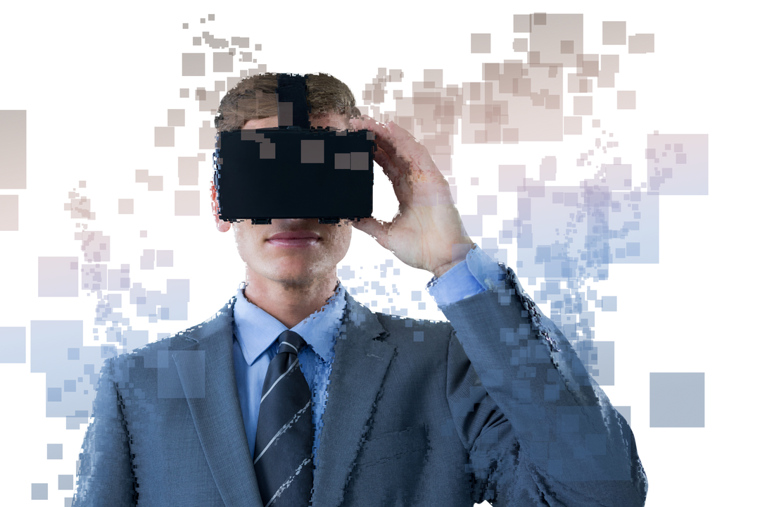 Caucasian Businessman Immersed in Virtual Reality Transparent Background - Download Free Stock Images Pikwizard.com