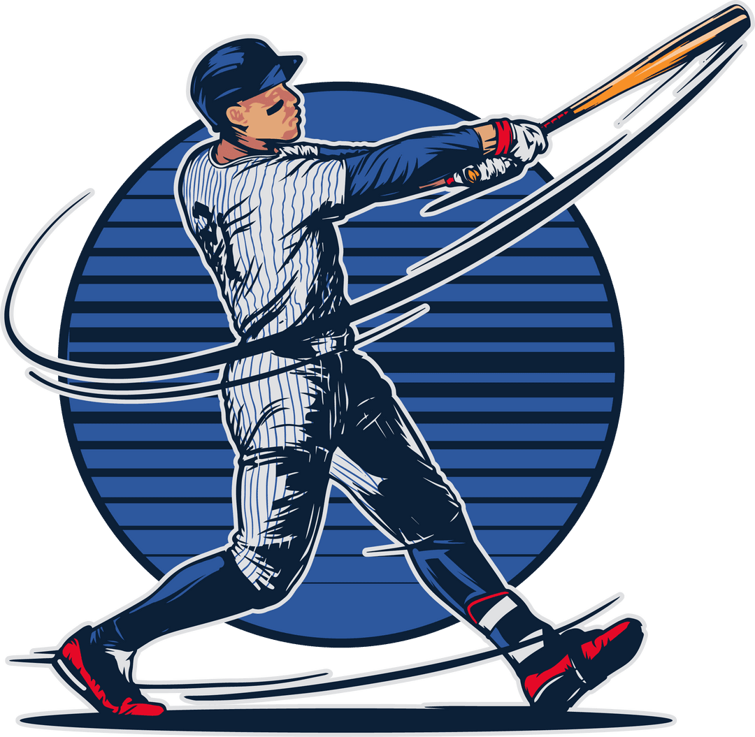 Dynamic Baseball Player Swinging Onto Transparent Canvas Design