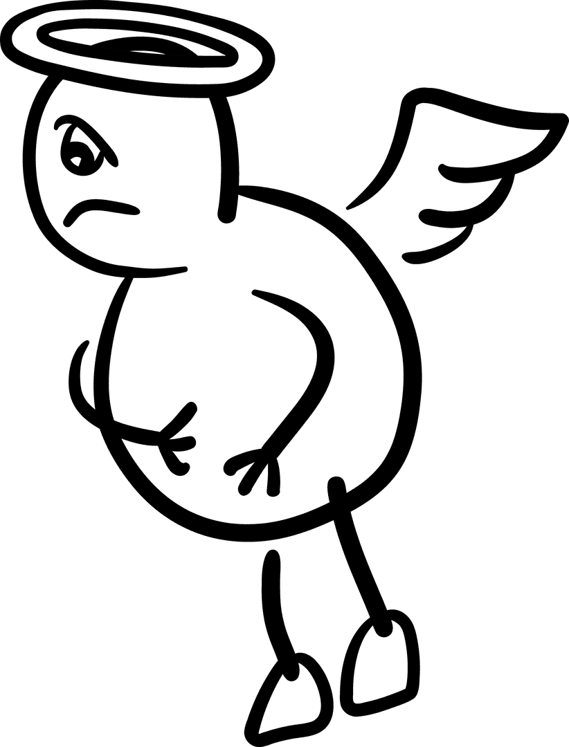 Sad Angel Digital Illustration on Transparent Background