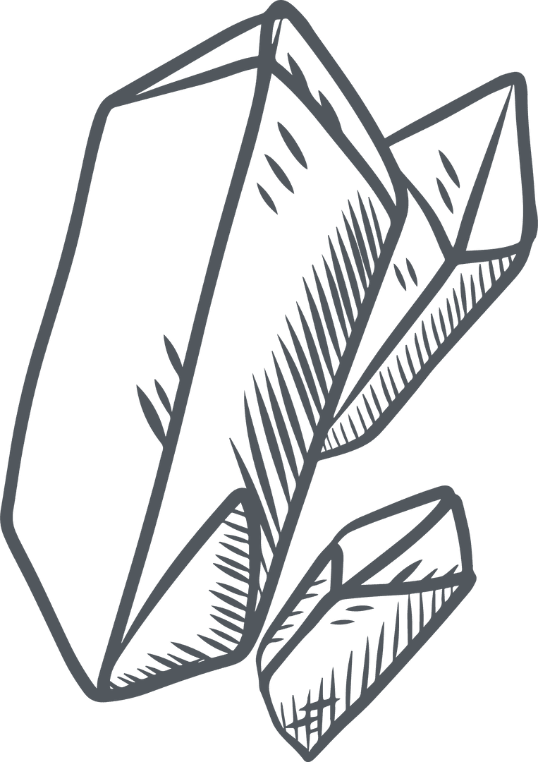 Artistic Sketch of Crystals Over Transparent Background for Elegant Projects