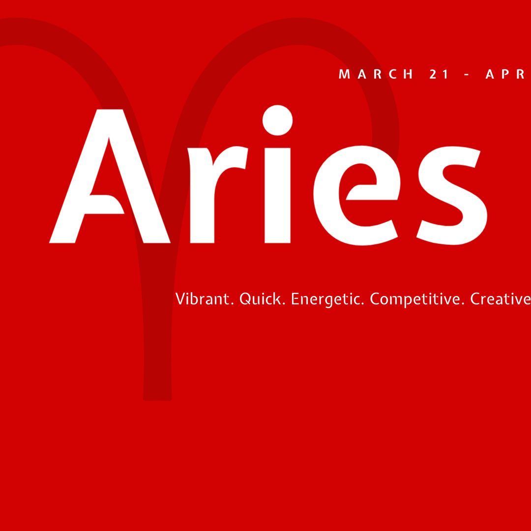 Bold Aries Zodiac Sign Template on Fiery Red Background