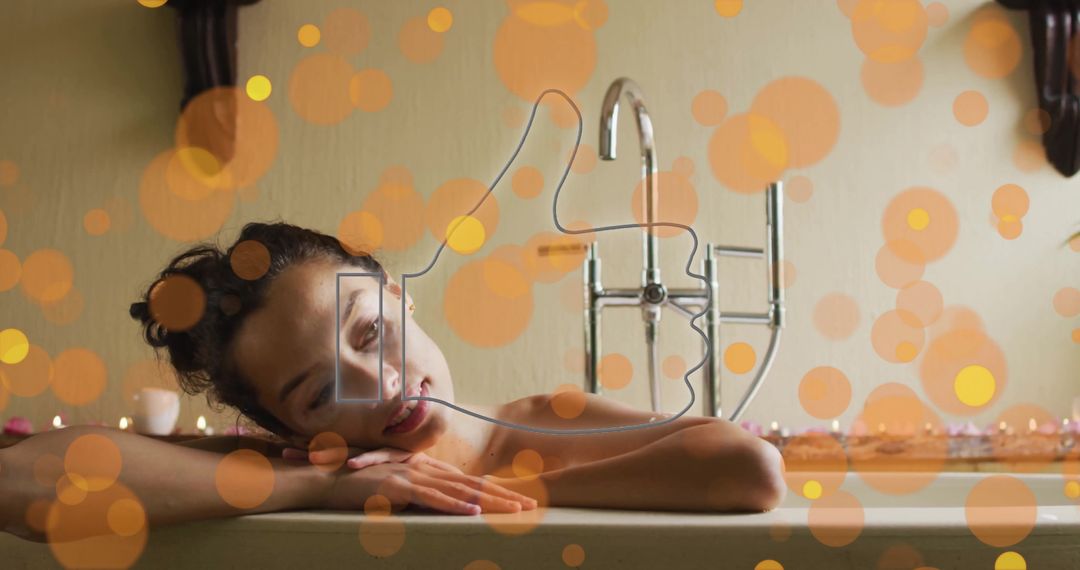 Woman Relaxing in Bathtub Creating Spa-like Ambiance at Home