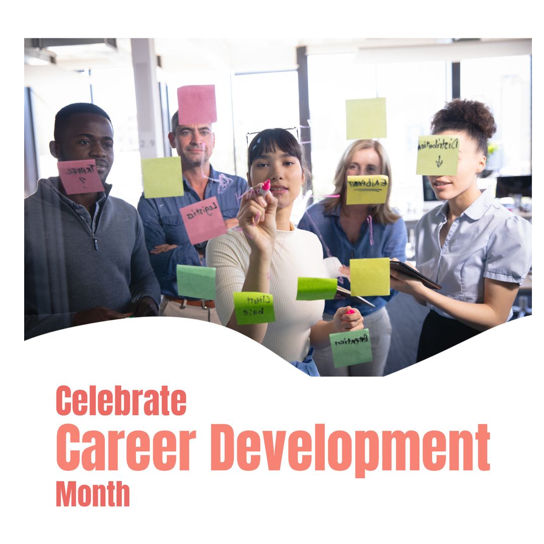 Diverse Team Collaborating for Career Development Month Celebration