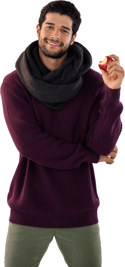 Smiling Man Holding Fresh Apple Transparent Background