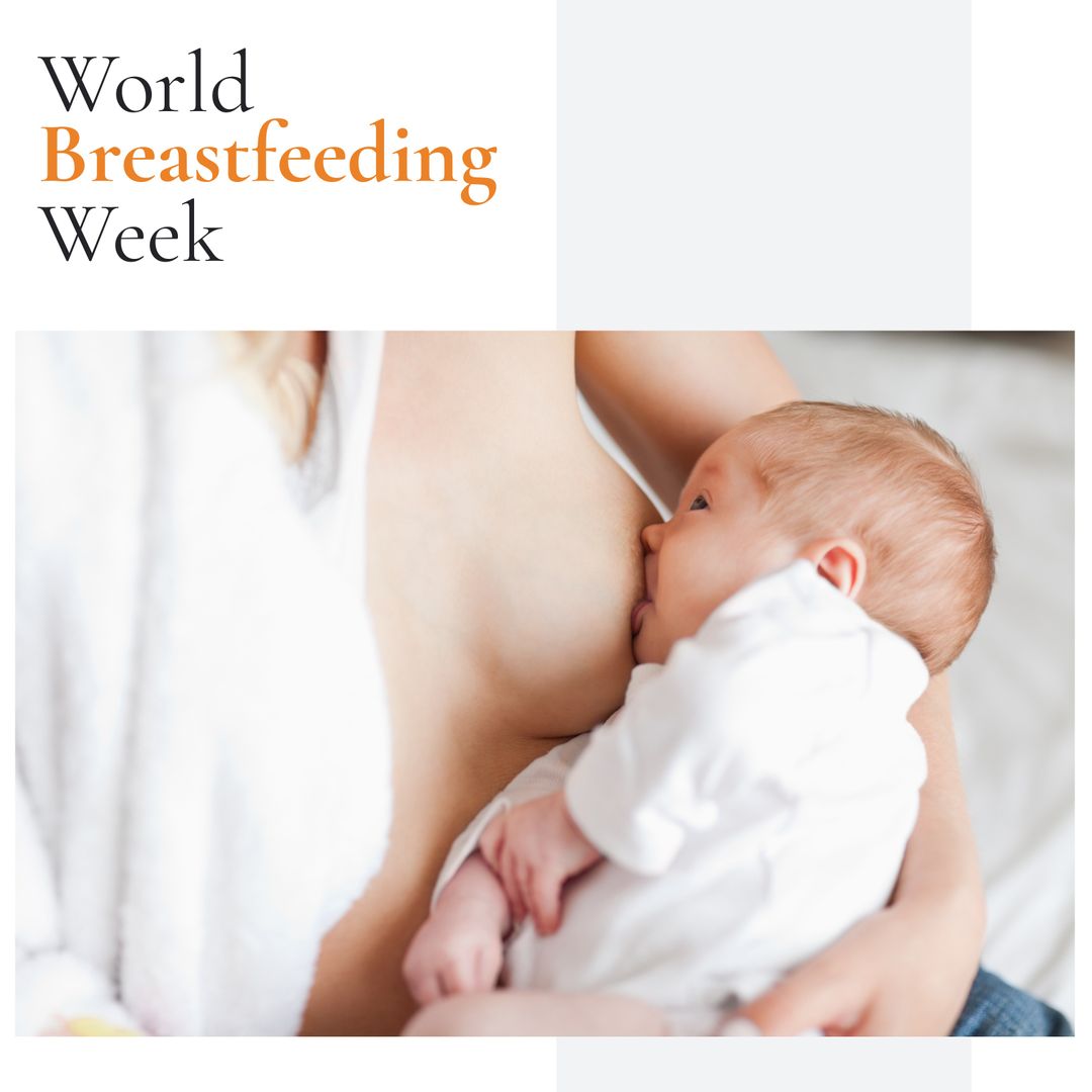 Mom Breastfeeding Baby for World Breastfeeding Week Campaign - Download Free Stock Templates Pikwizard.com