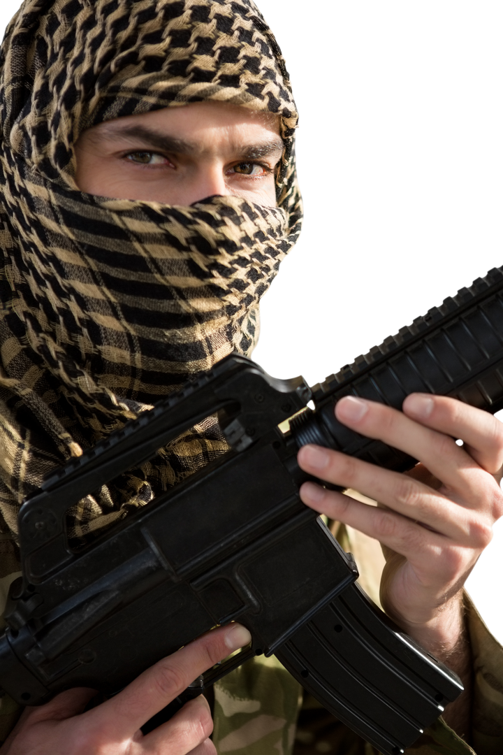 Transparent Close Up Portrait of Soldier Holding Rifle - Download Free Stock Images Pikwizard.com