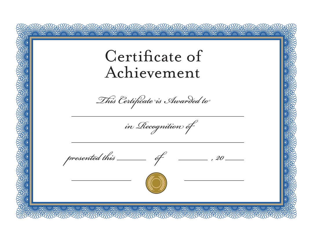 Modern Certificate of Achievement on Transparent Background