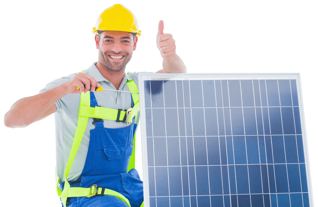 Transparent Energy Technician Working on Solar Panel