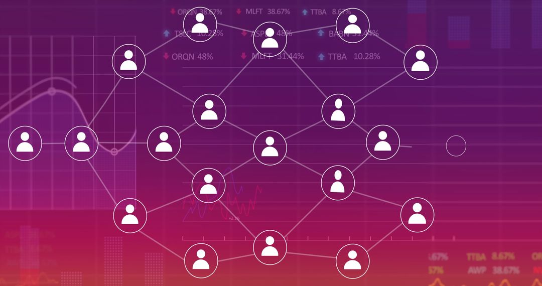 Network Flowchart Overlapping Stock Market Data and Charts