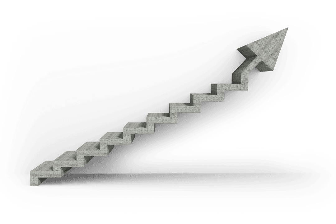 Arrow Formed as Stairway Pointing Upward on Transparent Background