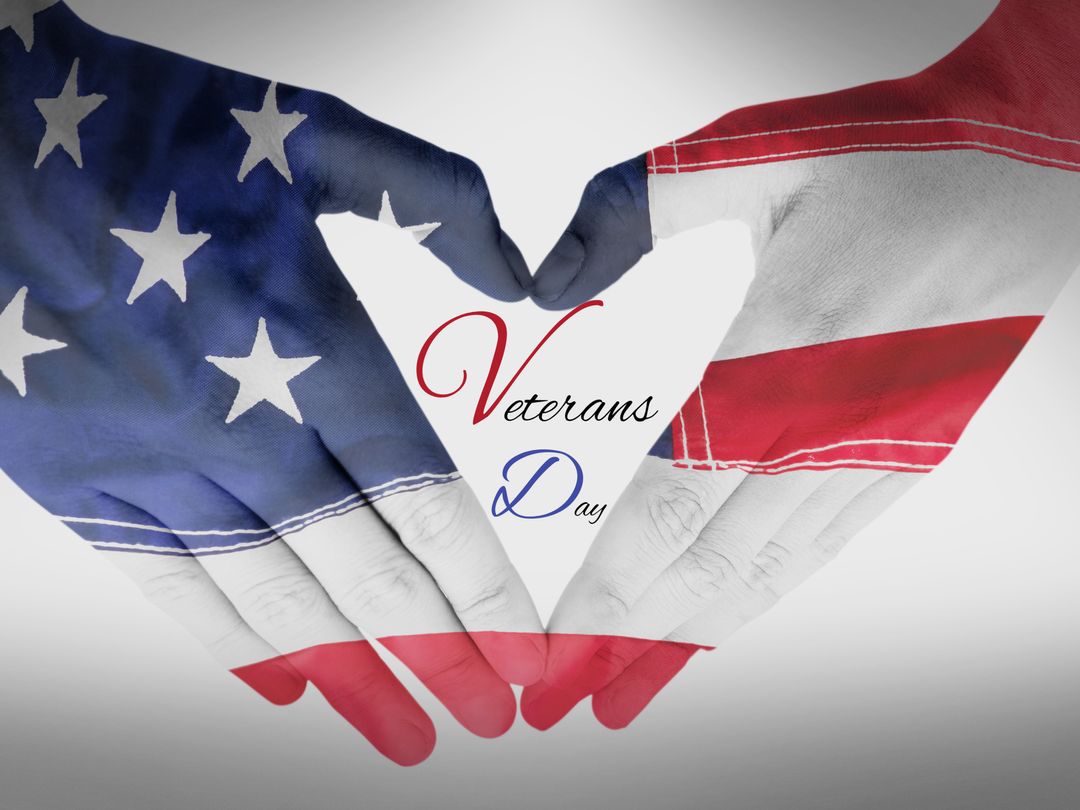 Patriotic Hands Forming Heart Shape for Veterans Day