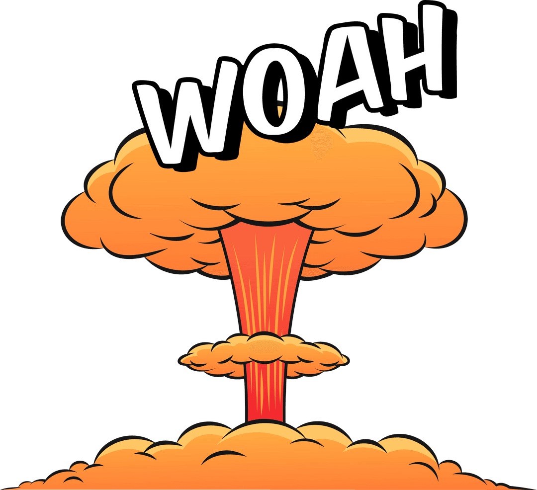 Transparent Comic Style Mushroom Cloud with Bold WOAH Text
