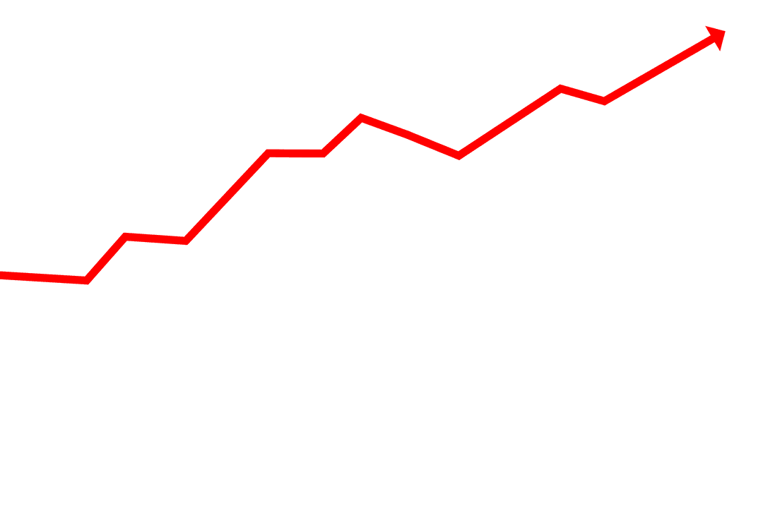 Rising Red Statistical Arrow on Transparent Background