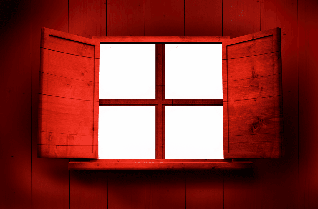 Red Wooden Window on Transparent Background Illustration