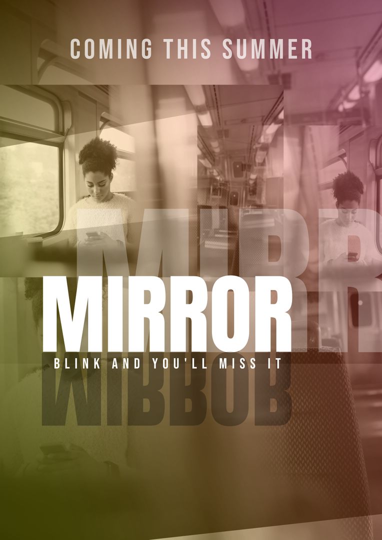 Mirror Movie Poster with Blurred Reflection of Woman on Train - Download Free Stock Templates Pikwizard.com