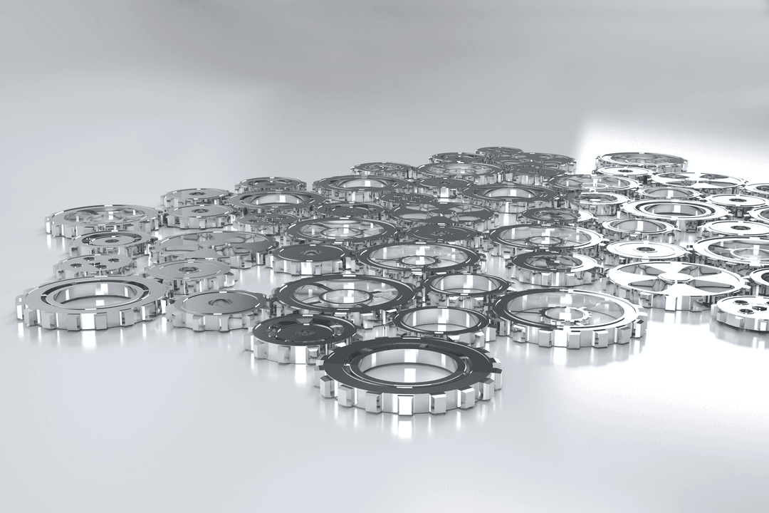 Transparent Silver Cogs on Vector, Industry Concept