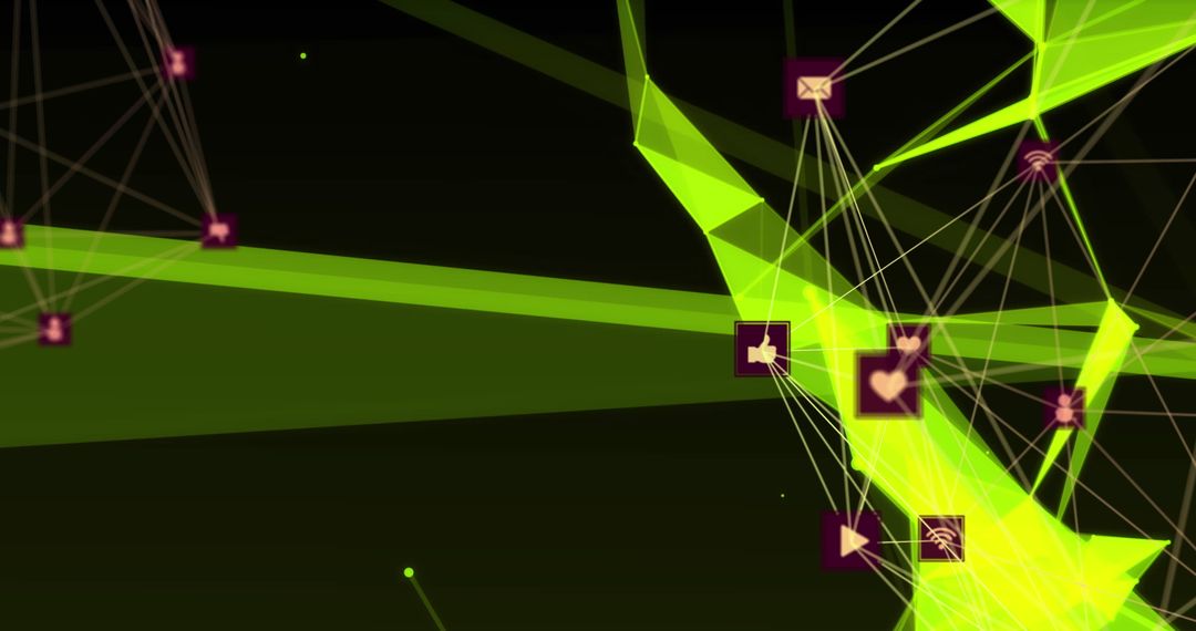 Abstract Digital Network with Geometric Shapes and Icons