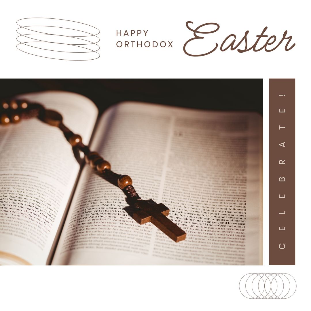 Orthodox Easter Celebration with Bible and Wooden Cross - Download Free Stock Templates Pikwizard.com