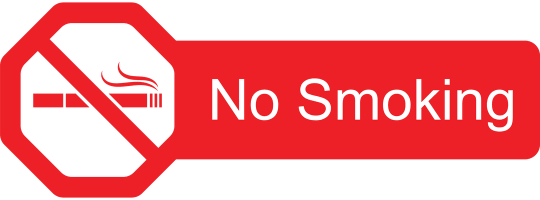 No Smoking Symbol with Prohibition Message on Transparent Background