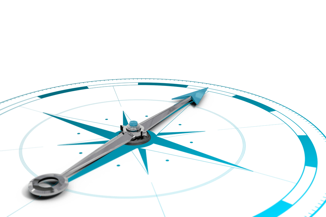 Modern Compass with Blue Highlights on Transparent Background