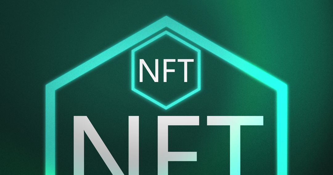 Neon NFT Icon on Green Gradient Background