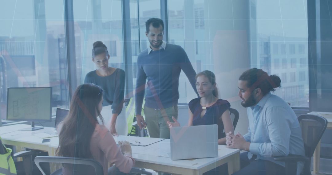 Collaborative Modern Office Meeting with Digital Interface