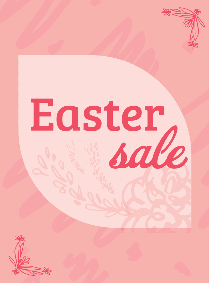 Transparent Pink Easter Sale Design with Decorative Elements