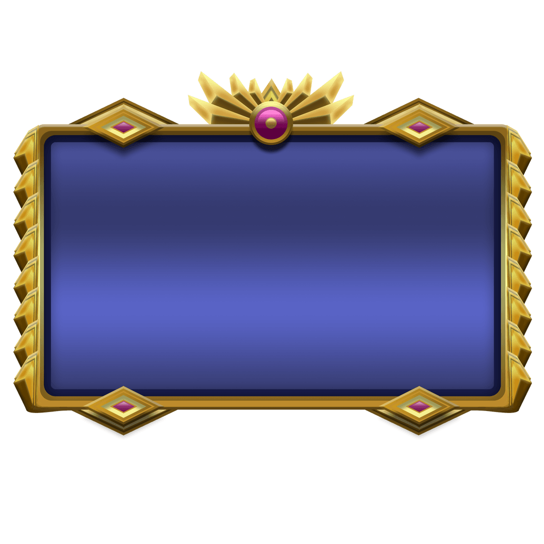 Luxury Gold Frame on Transparent Background with Gemstones