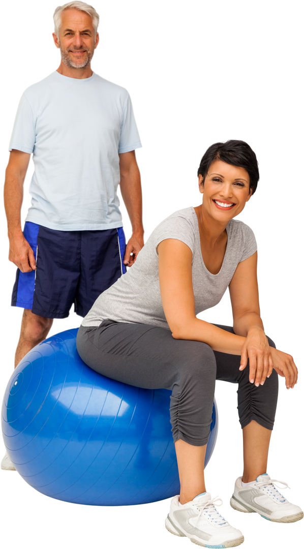 Happy Fit Couple Exercising with Transparent Background - Download Free Stock Images Pikwizard.com