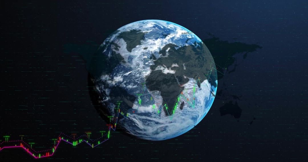 Earth with Digital Financial Data Overlay