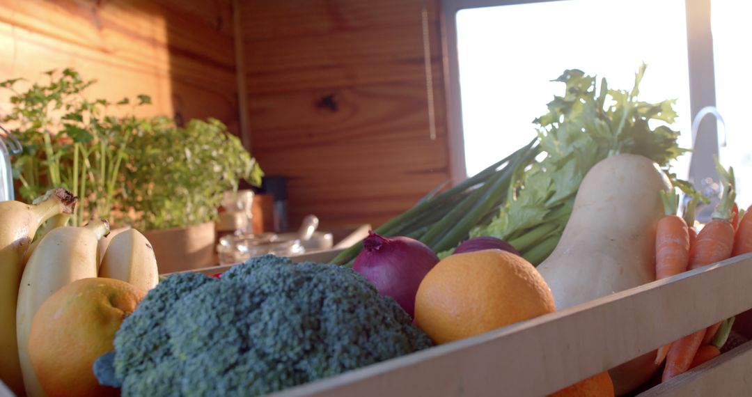 Fresh Vegetables and Fruits in Sunlit Kitchen - Free Images, Stock Photos and Pictures on Pikwizard.com