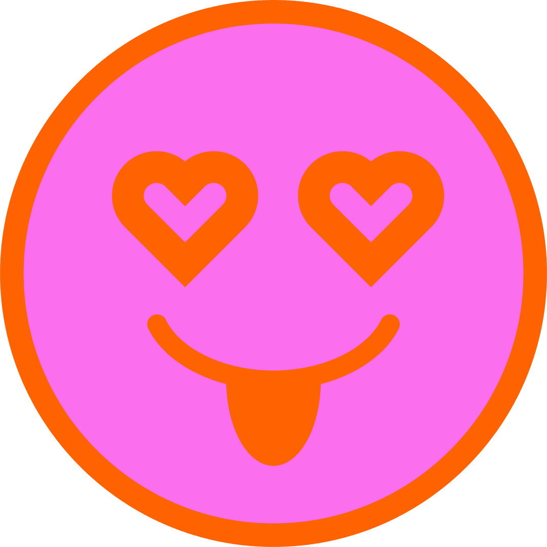 Transparent Playful Pink Emoji with Heart Eyes and Tongue
