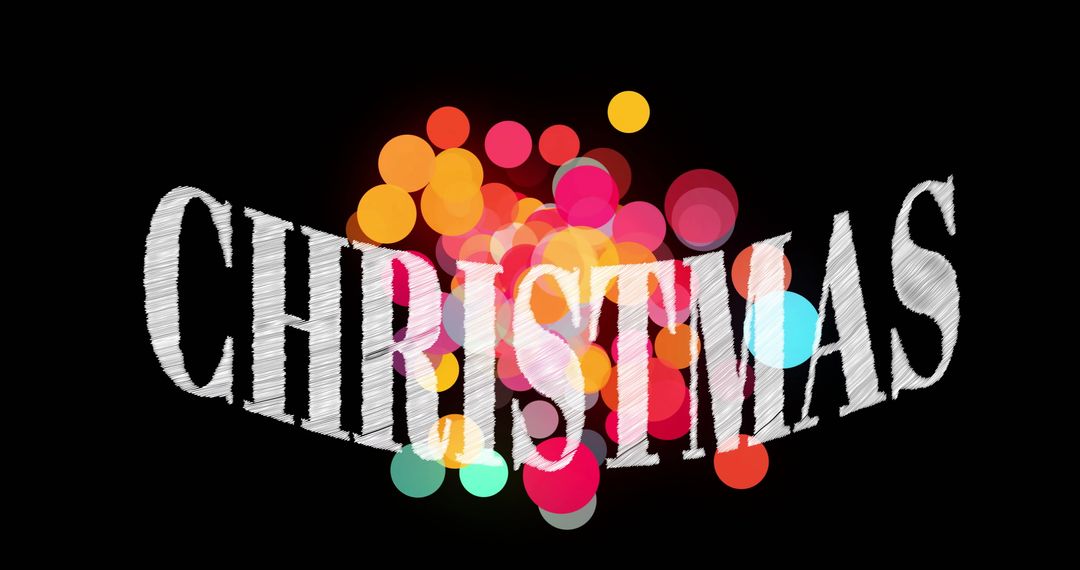 Christmas Text with Festive Bokeh Lights