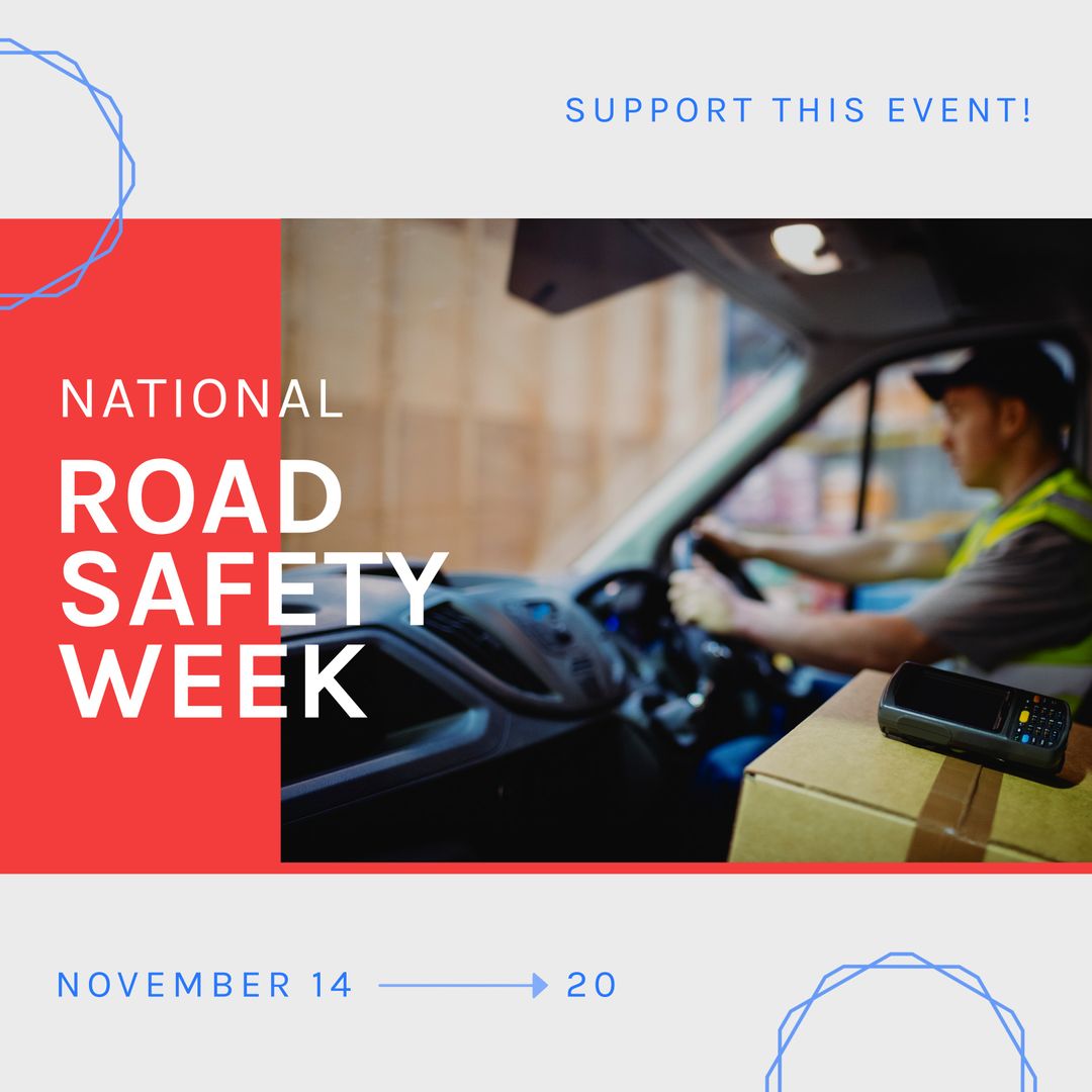 Supporting National Road Safety Week with Delivery Driver in Focus - Download Free Stock Templates Pikwizard.com