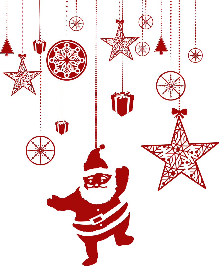 Transparent Hanging Red Christmas Ornaments with Santa