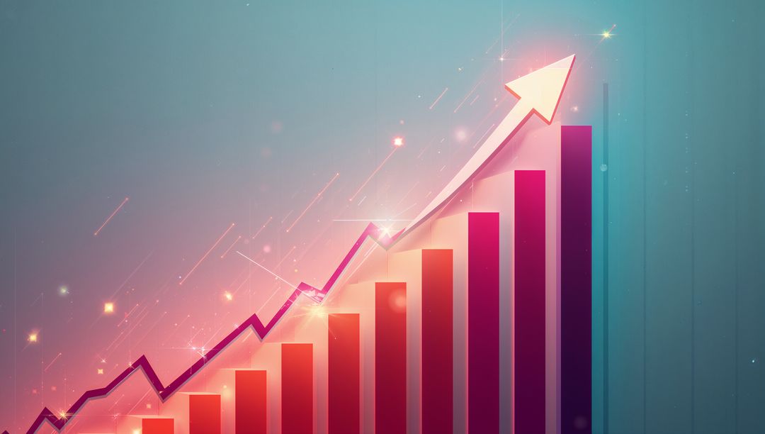 Luminous Bar Chart with Rising Arrow Signifying Growth and Progress