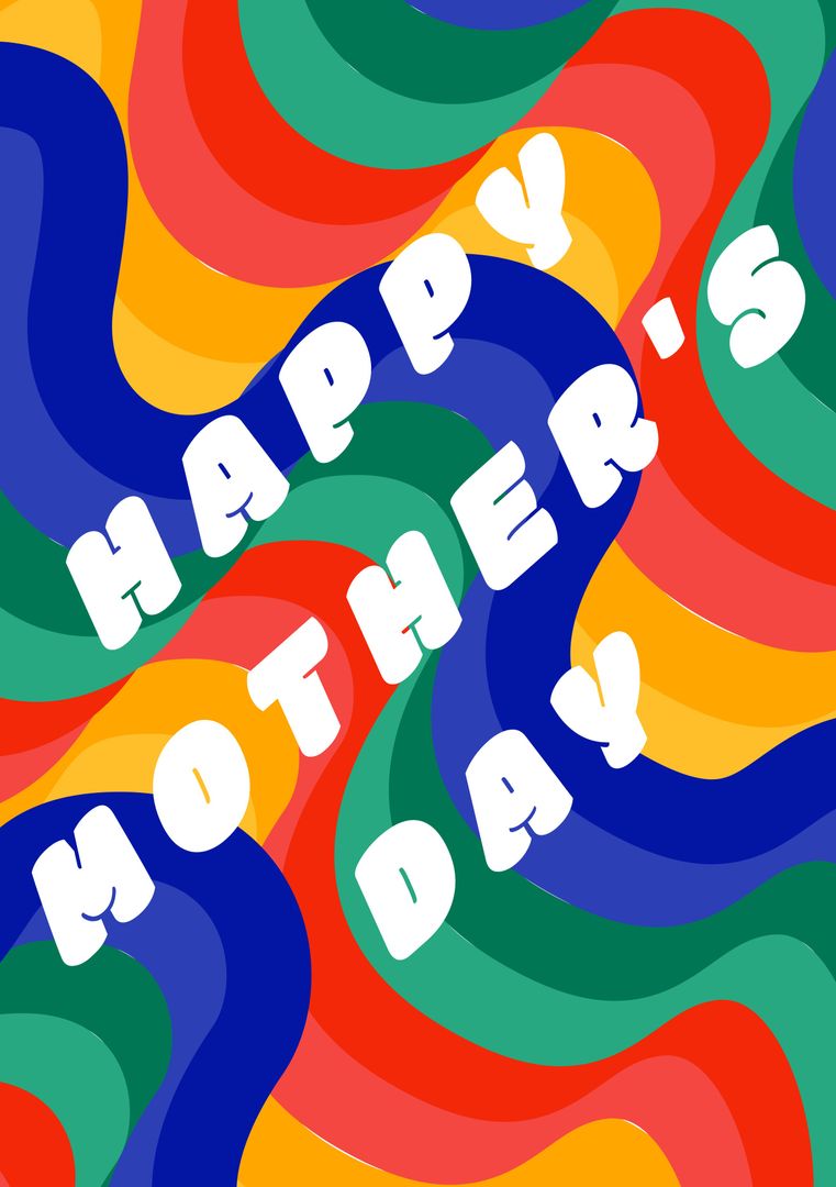 Colorful Mother's Day Greeting with Retro Waves