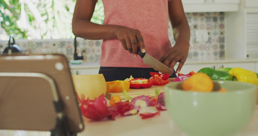 Person Chopping Fresh Vegetables in Modern Kitchen - Free Images, Stock Photos and Pictures on Pikwizard.com