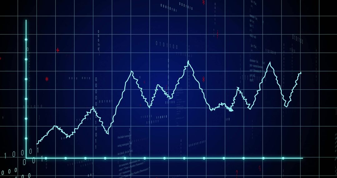 Abstract Financial Data Graph on Digital Grid Background