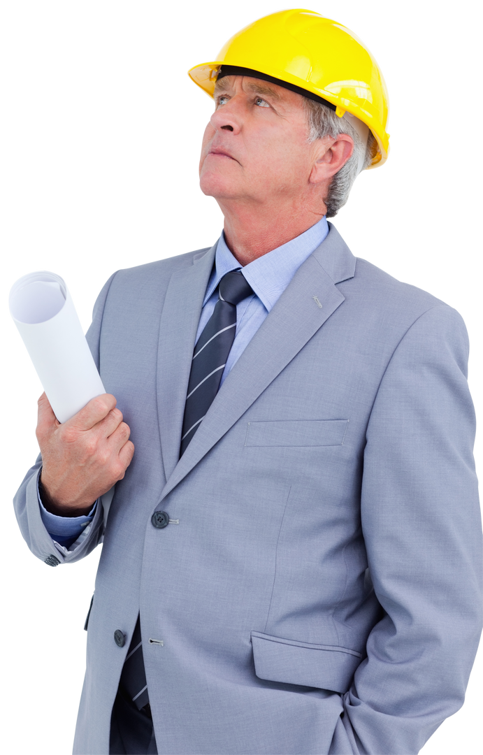 Mature Architect in Formal Suit with Hard Hat on Transparent Background - Download Free Stock Images Pikwizard.com