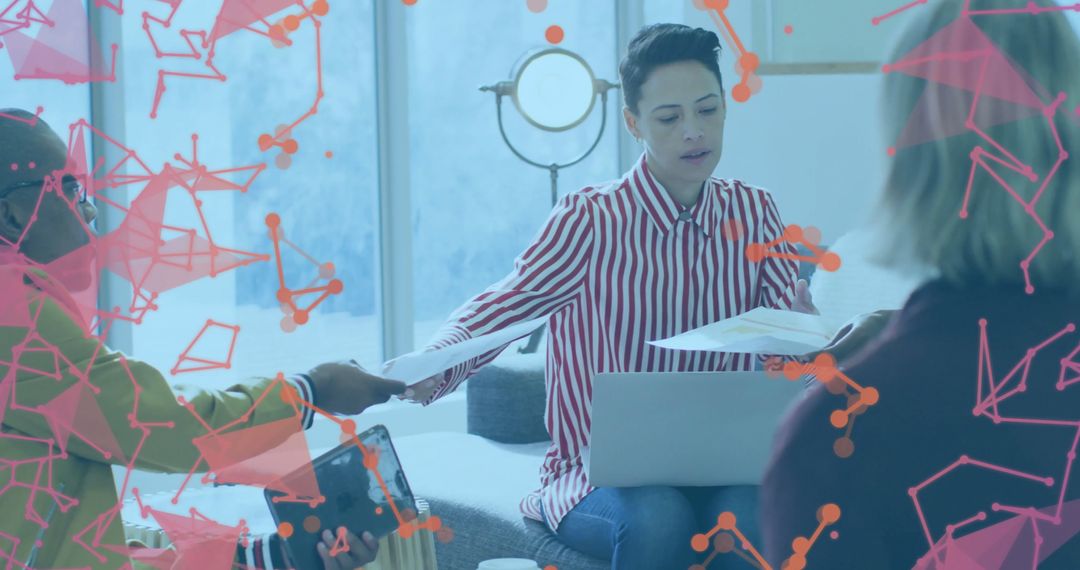 Casual Team Collaboration with Technology and Networking Concept