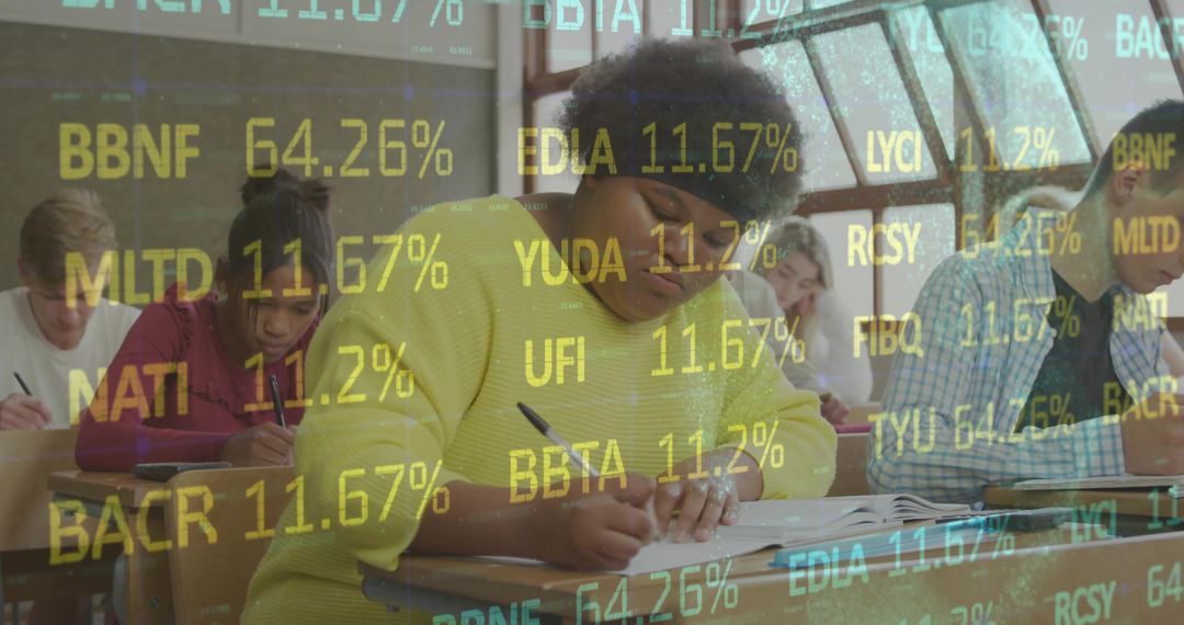 Students Engaged in Exam Amidst Digital Analysis