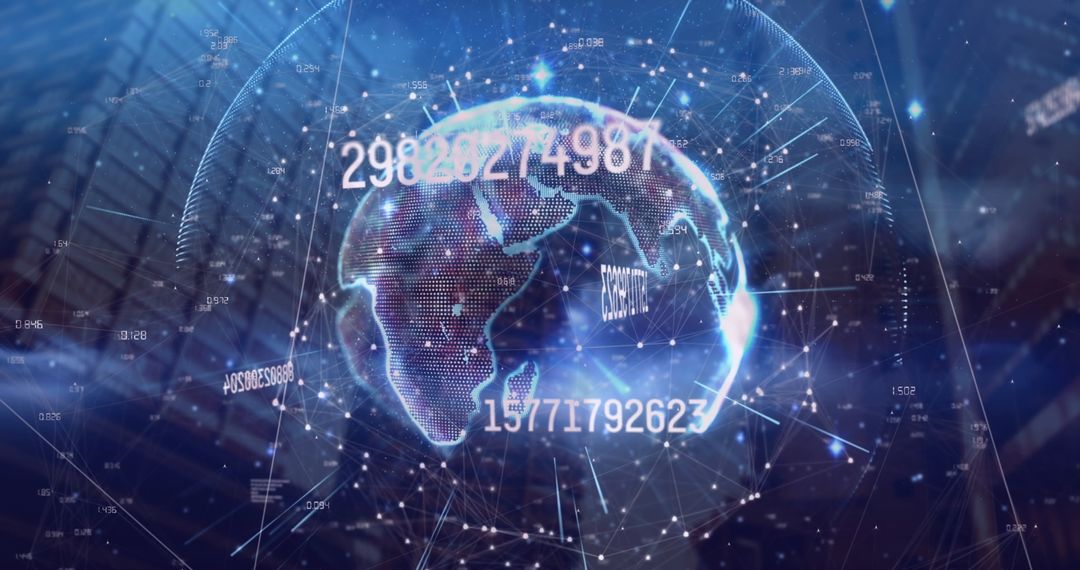 Digital Data Flow Around Globe Illustrating Global Connectivity
