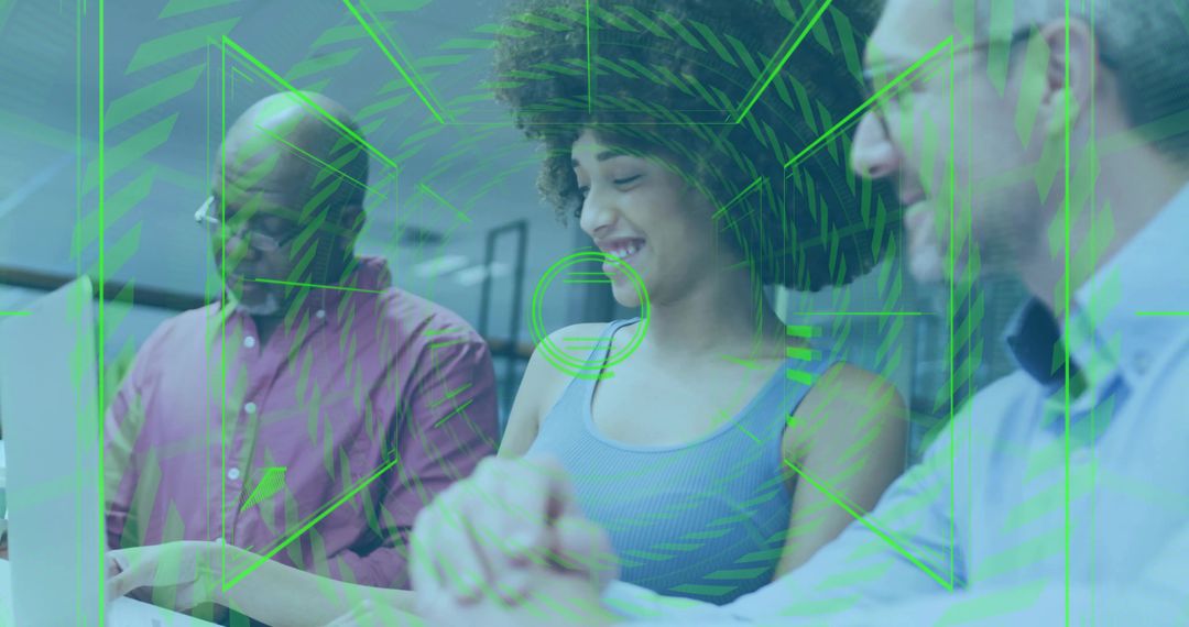 Teamwork and Innovation in Modern Office with AR Technology