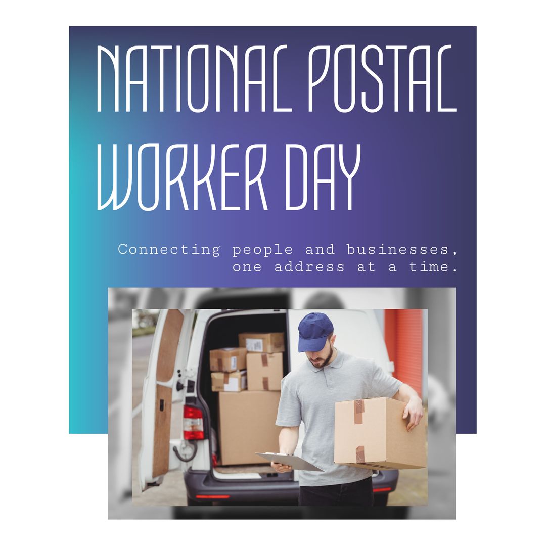 Caucasian Courier Celebrating National Postal Worker Day - Download Free Stock Templates Pikwizard.com