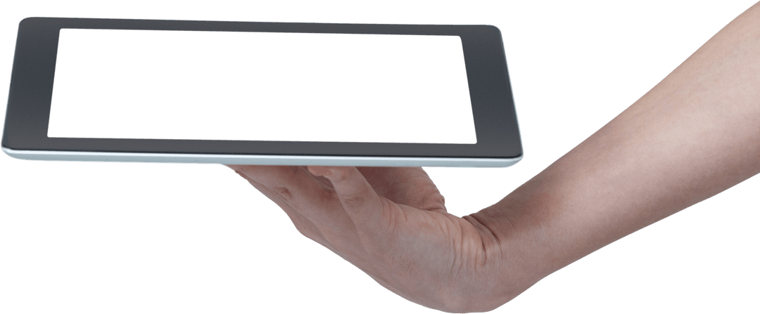 Transparent Digital Tablet Hand Gesture Isolated on White Background