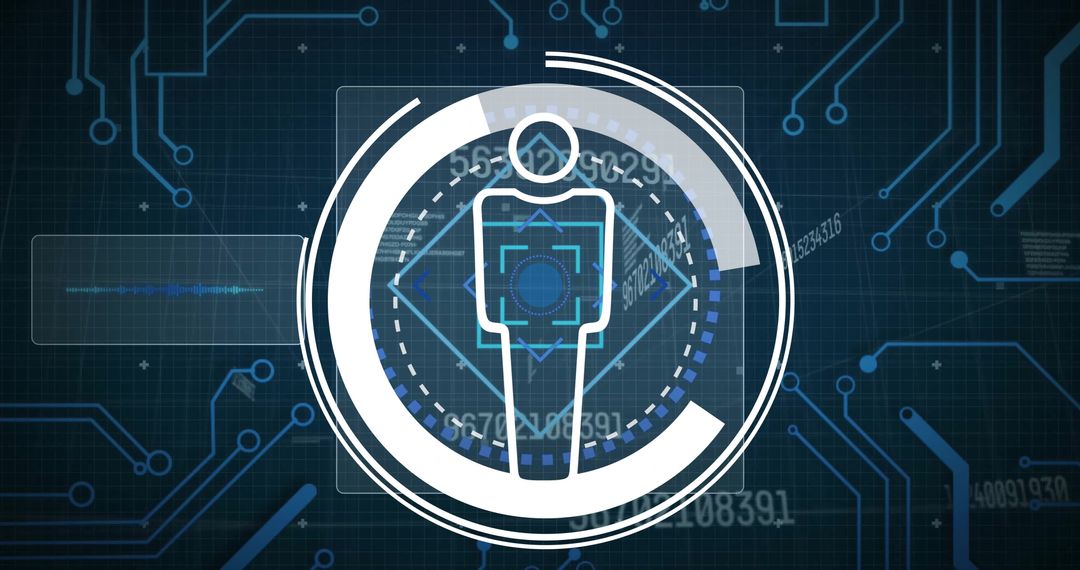 Digital Data Integration with AI Human Icon on Network Grid